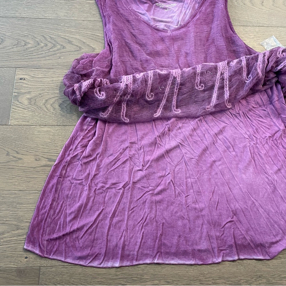 SOFT SURROUNDINGS Elegant Purple Embroidered Women's Top - Picture 9 of 11